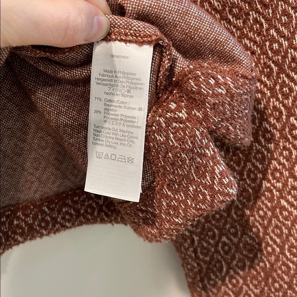 Madewell Rust Patterned Puff sleeve Top Size Xs - Picture 7 of 10
